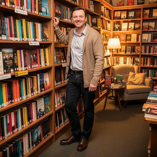 An inviting bookstore entrance adorned with colorful window displays showcasing new releases.